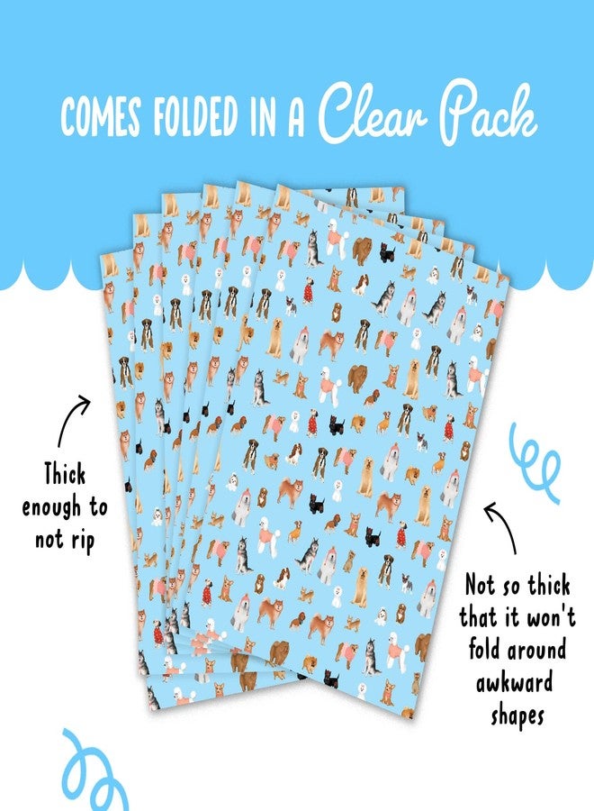 CENTRAL 23 - Blue Wrapping Paper Sheets - Puppy Dogs - 6 Gift Wrap Sheets - Birthday GiftWrap - Recyclable - Image 4